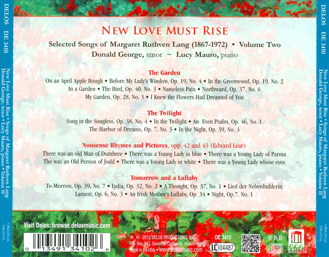 New Love Must Rise: Selected Songs of Margaret Ruthven Lang, Vol. 2 cover art