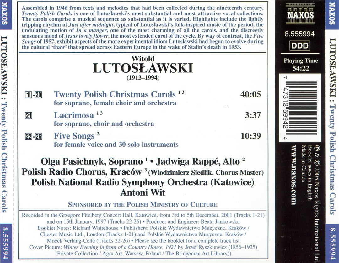 Lutoslawski: Twenty Polish Christmas Carols; Lacrimosa; Five Songs cover art