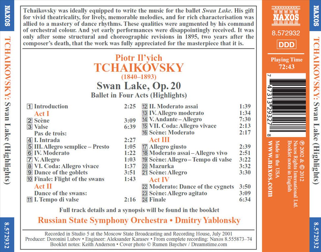 Tchaikovsky: Swan Lake (Highlights) cover art