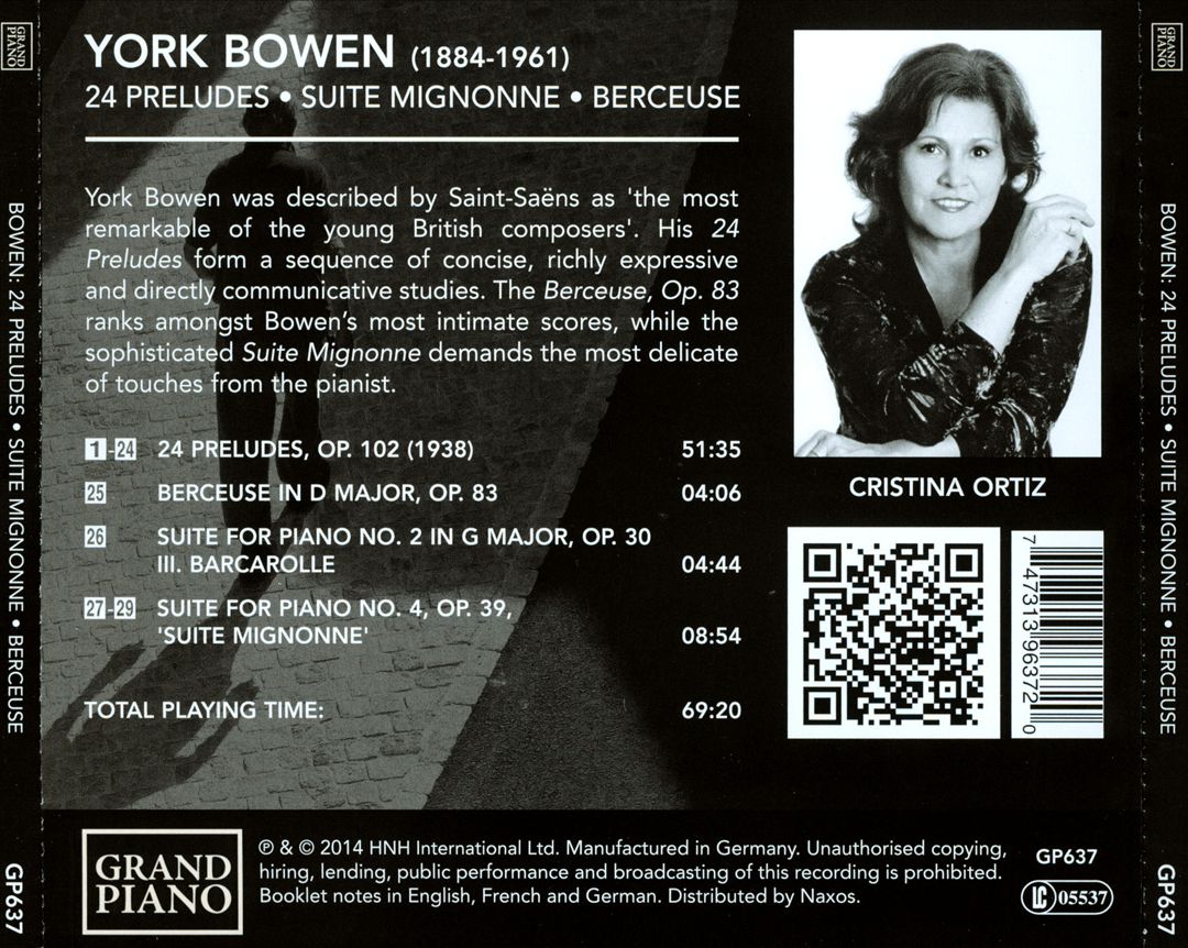 York Bowen: 24 Preludes; Suite Mignonne; Berceuse cover art