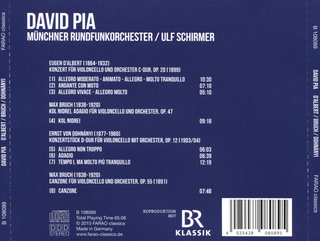 D'Albert, Bruch, Dohnányi: Violoncellokonzerte cover art