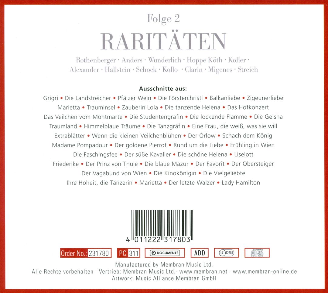 Traumland der Operette, Folge 2 - Raritäten cover art
