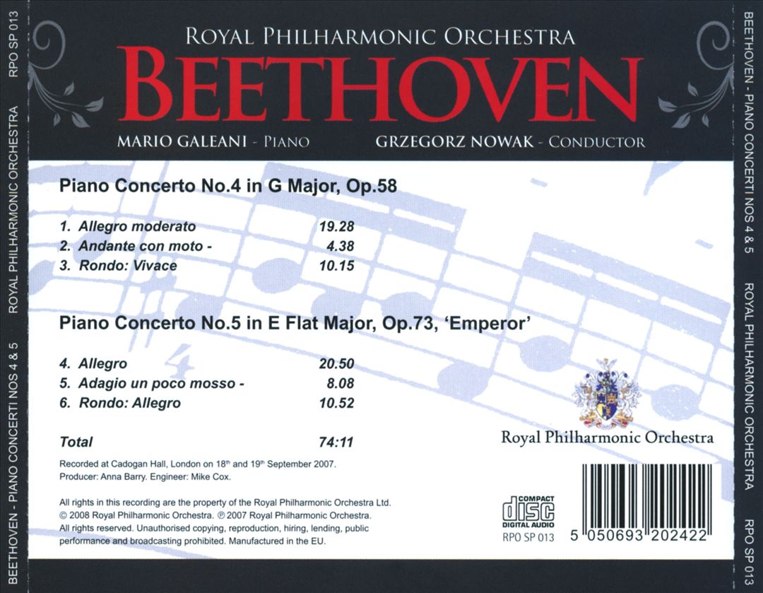 Beethoven: Piano Concertos Nos. 4 & 5 cover art