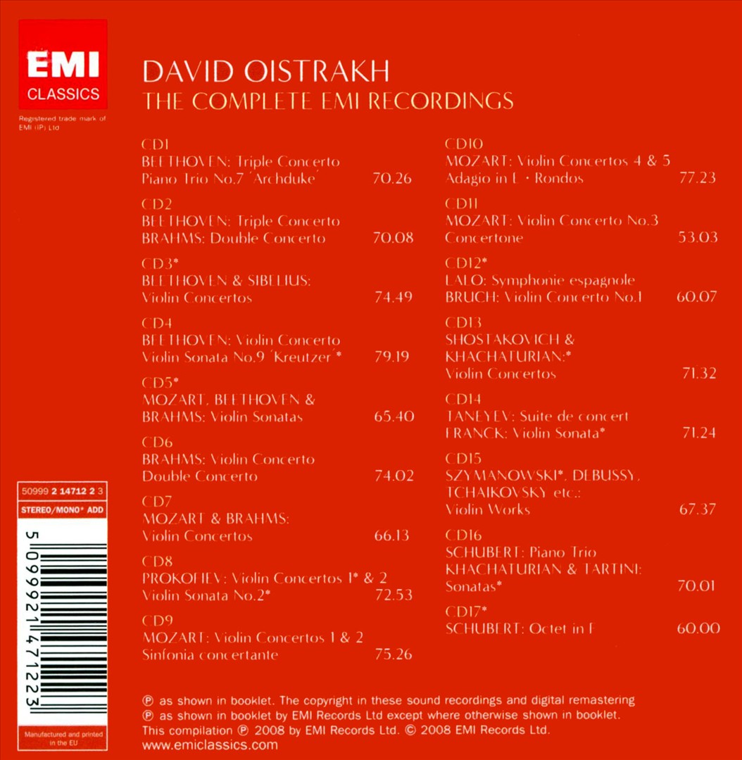 David Oistrakh: The Complete EMI Recordings cover art