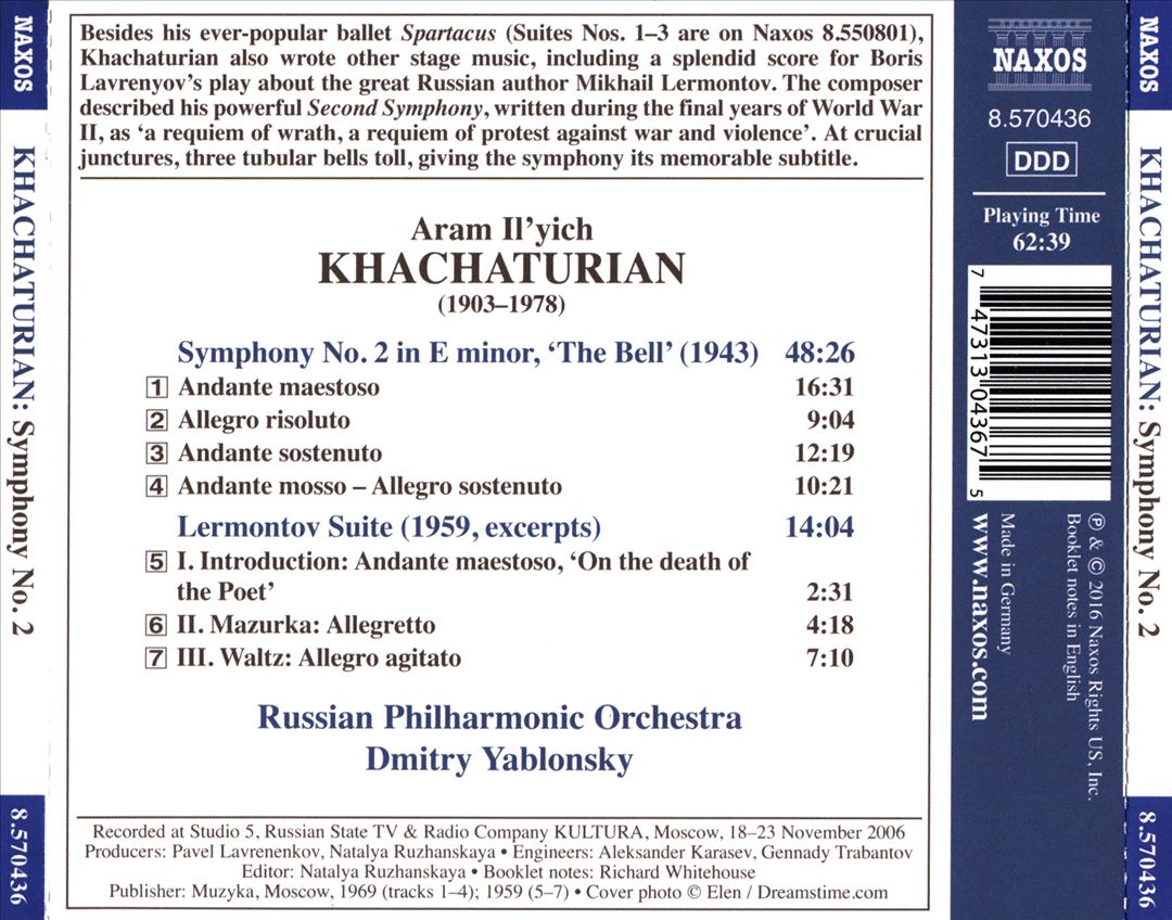 Khachaturian: Symphony No. 2 "The Bell"; Lermontov Suite cover art
