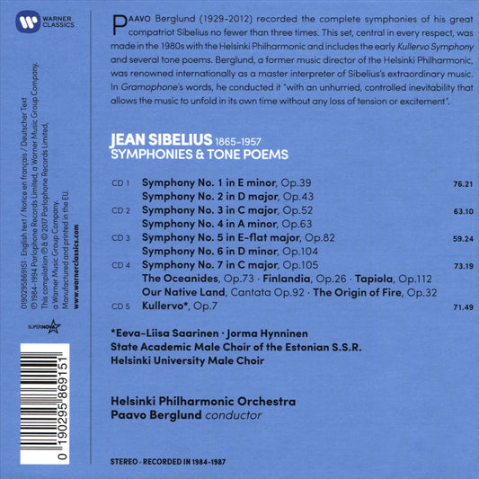Sibelius: Symphonies 1-7; Finlandia; The Oceanides; Tapiola; Kullervo cover art