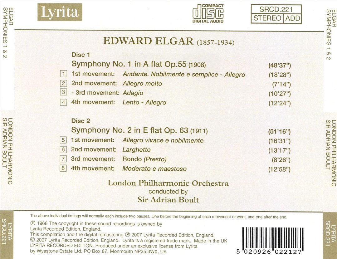 Elgar: Symphonies 1 & 2 cover art