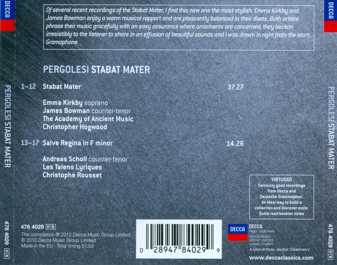 Pergolesi: Stabat Mater cover art