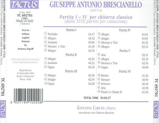 Brescianello: Partite I-VI per chitarra classica cover art