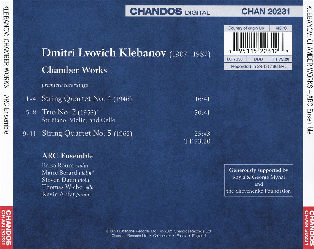 Chamber Works by Dmitri Klebanov cover art