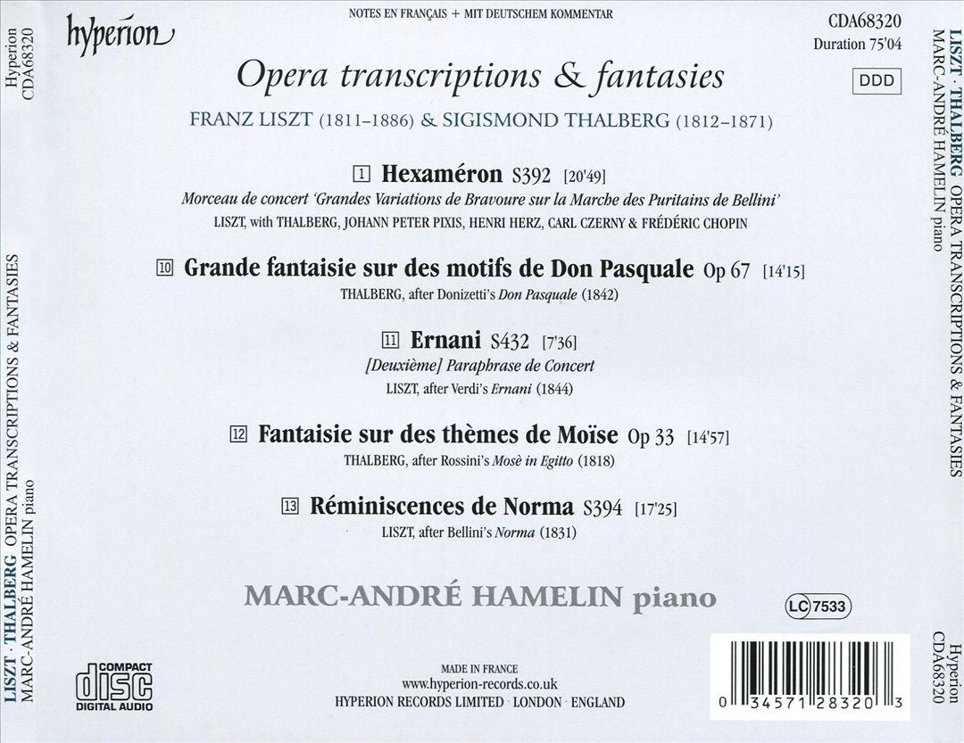 Liszt, Thalberg: Opera Transcriptions & Fantasies cover art