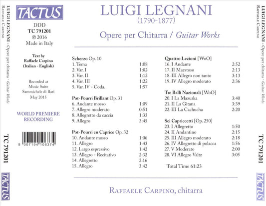 Luigi Legnani: Opere per Chitarra cover art