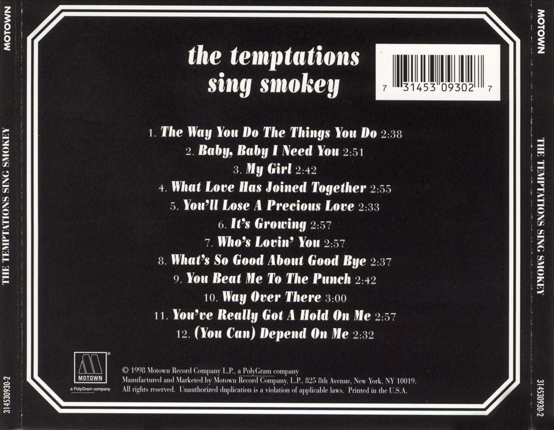 Temptations Sing Smokey cover art