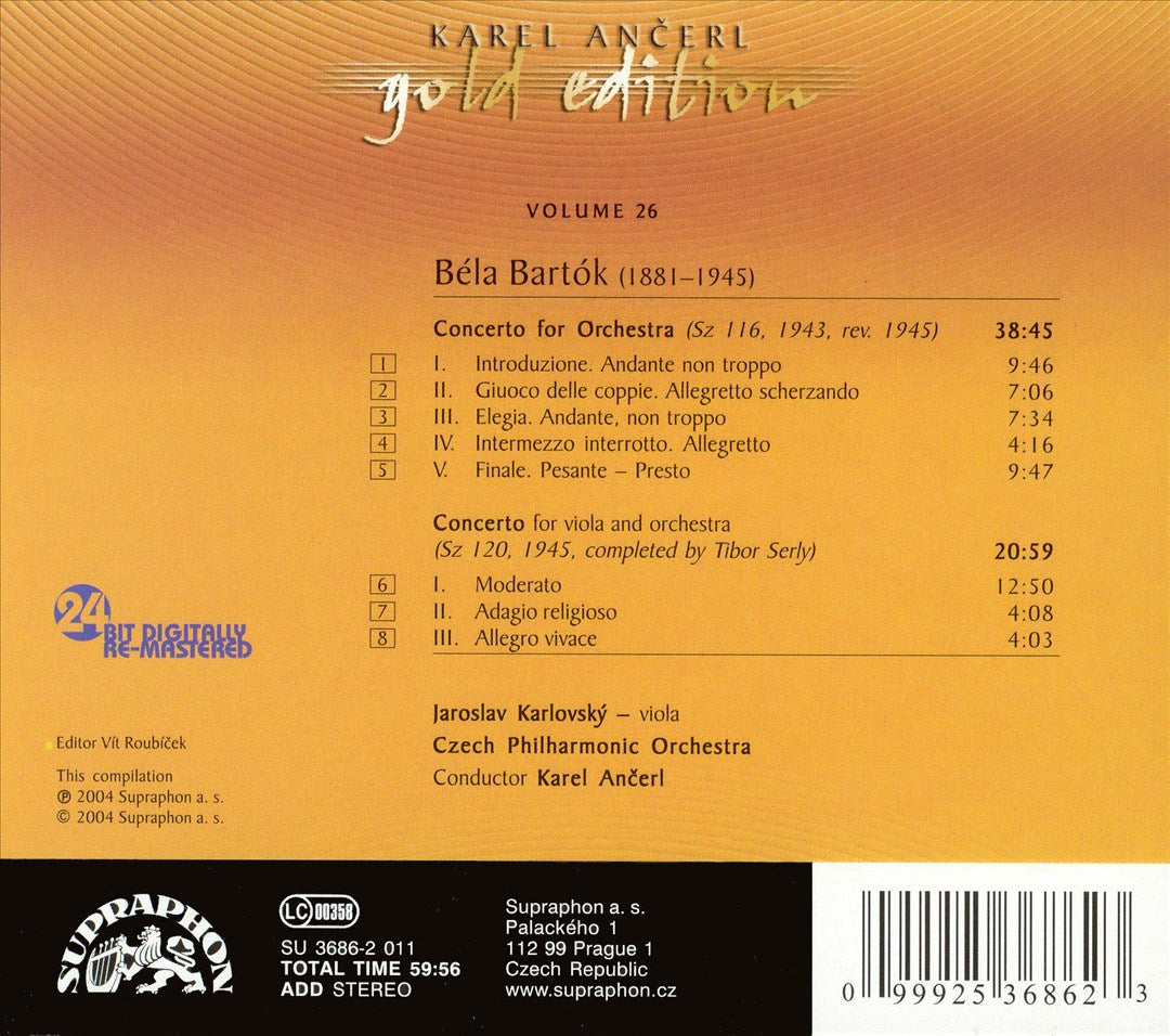 Bartók: Concerto for Orchestra; Viola Concerto cover art