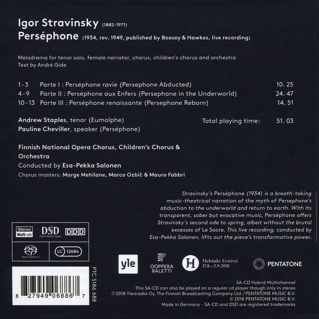Stravinsky: Perséphone cover art
