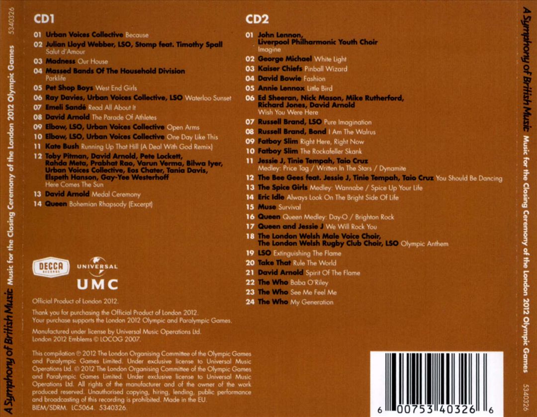 Symphony of British Music: Music for the Closing Ceremony of the London 2012 Olympic Games cover art