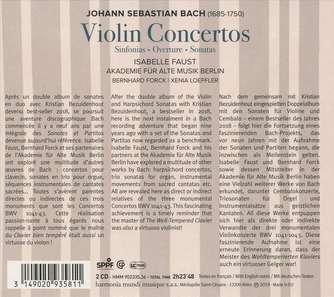 Johann Sebastian Bach: Violin Concertos; Sinfonias; Overture; Sonatas cover art