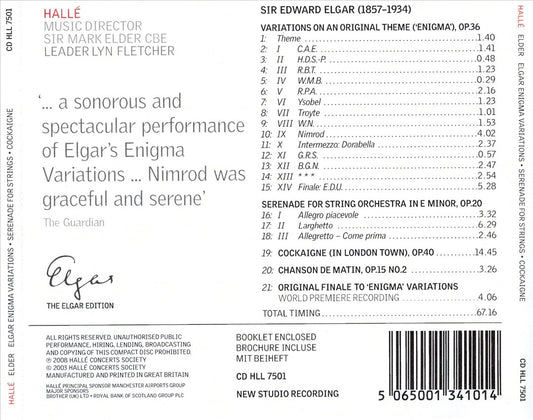 Elgar: Enigma Variations; Serenade for Strings; Cockaigne (In London Town); Chanson de Matin cover art