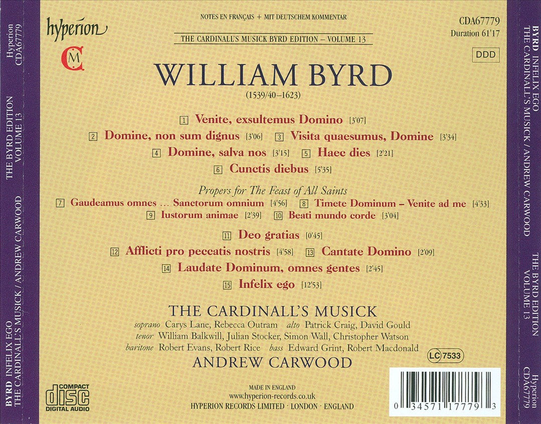 Byrd Edition, Vol. 13: Infelix ego cover art