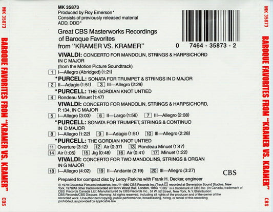 Baroque Favorites from "Kramer vs. Kramer" cover art