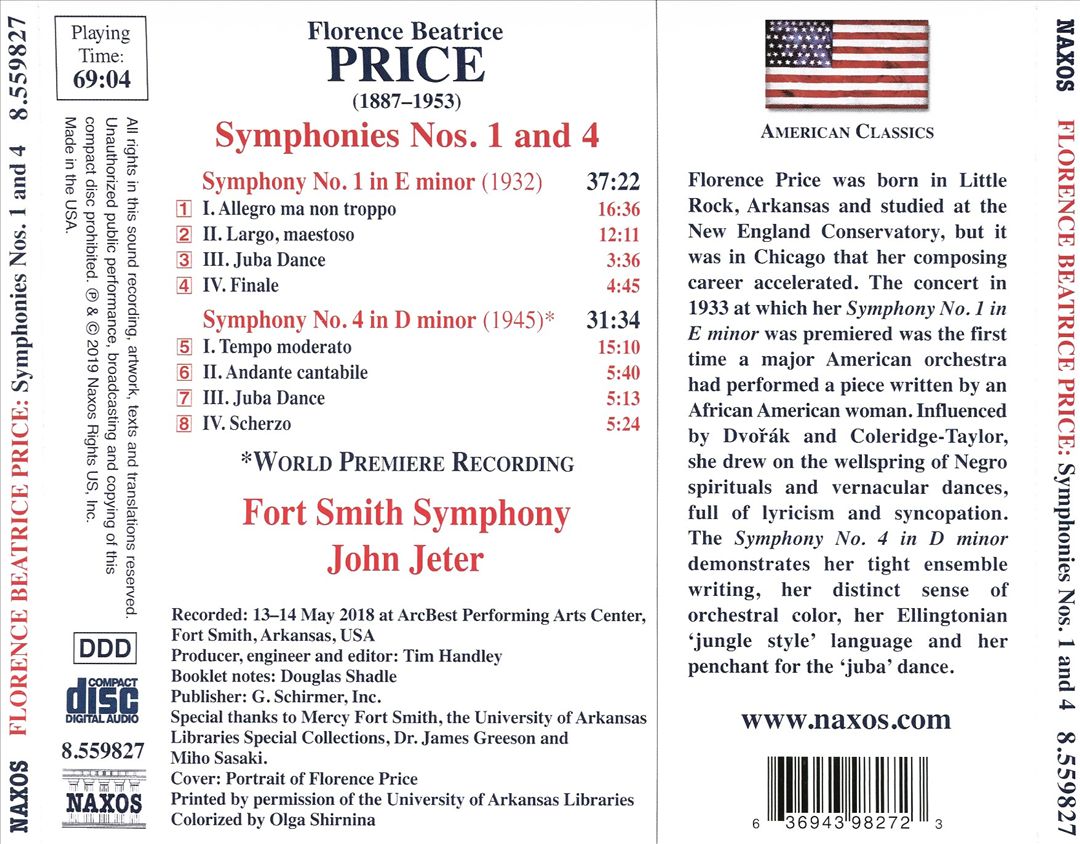 Florence Beatrice Price: Symphonies No. 1 in E minor, No. 4 in D minor cover art