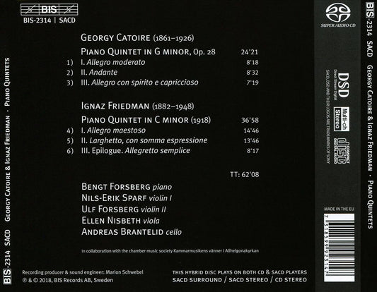 Georgy Catoire & Ignaz Friedman: Piano Quintets cover art