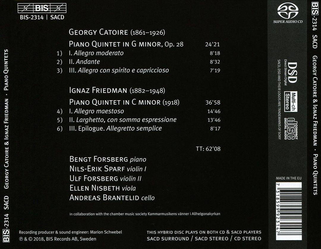 Georgy Catoire & Ignaz Friedman: Piano Quintets cover art