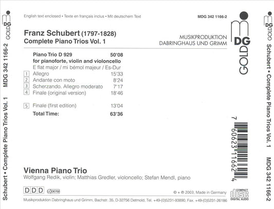 Schubert: Complete Piano Trios, Vol. 1 cover art