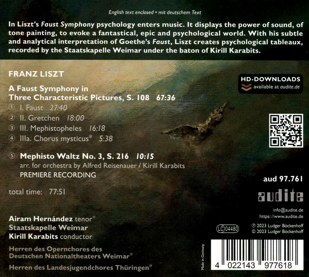 Franz Liszt: Faust Symphony; Mephisto Waltz cover art