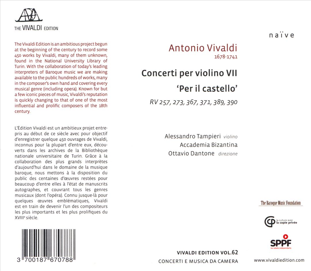 Vivaldi: Concerti per violino VII 'Per il castello' cover art