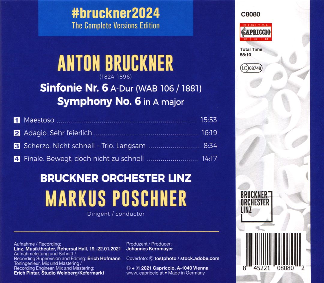 Bruckner: Symphony #6 cover art