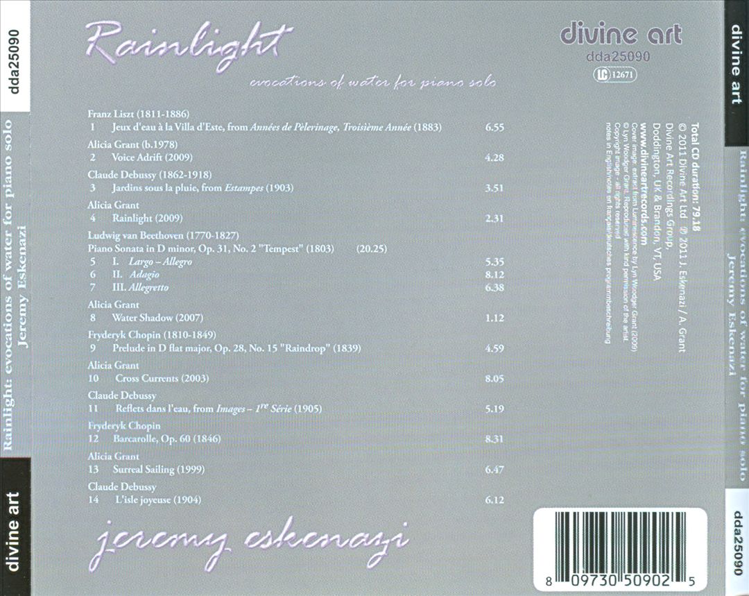 Rainlight: Evocations of Water for Piano Solo cover art