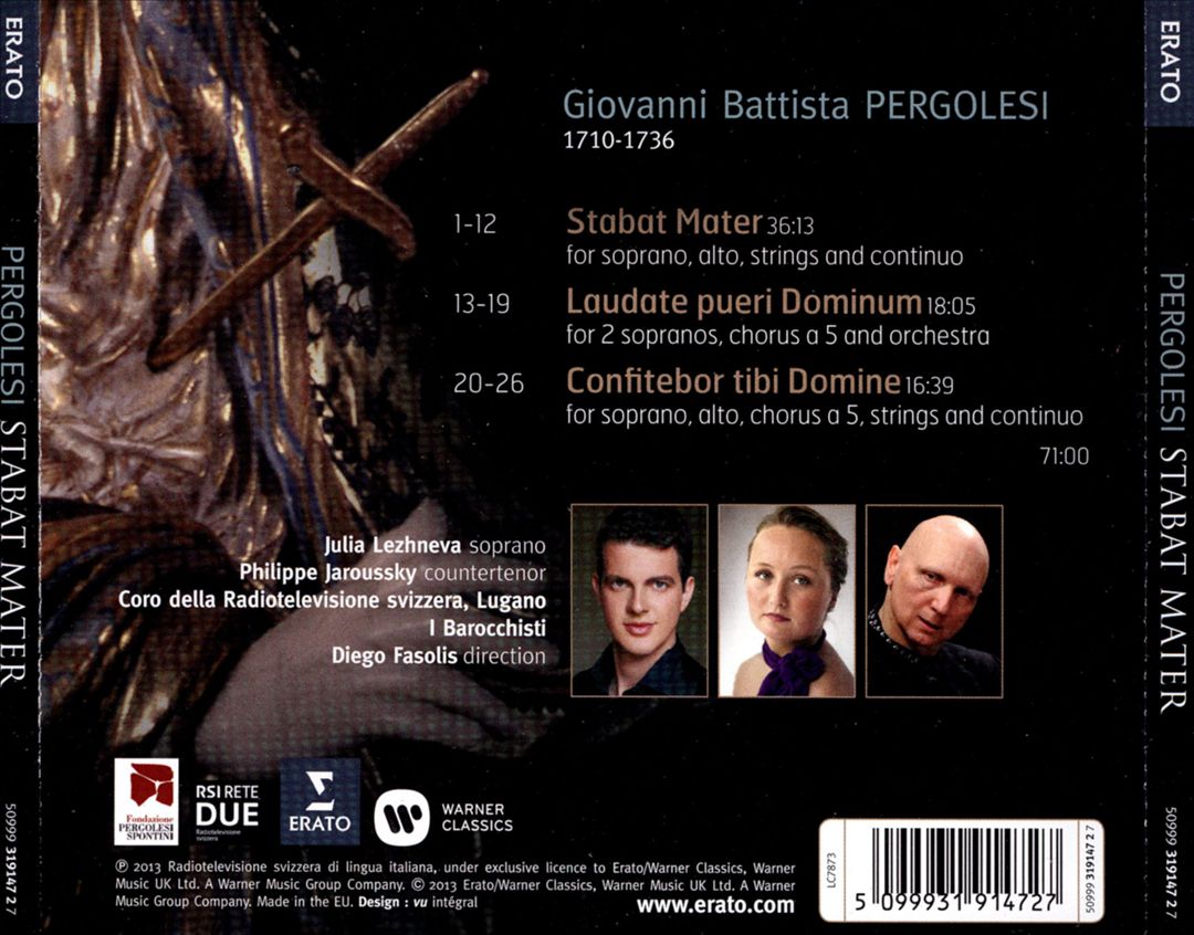 Pergolesi: Stabat Mater; Laudate Pueri; Confitebor cover art
