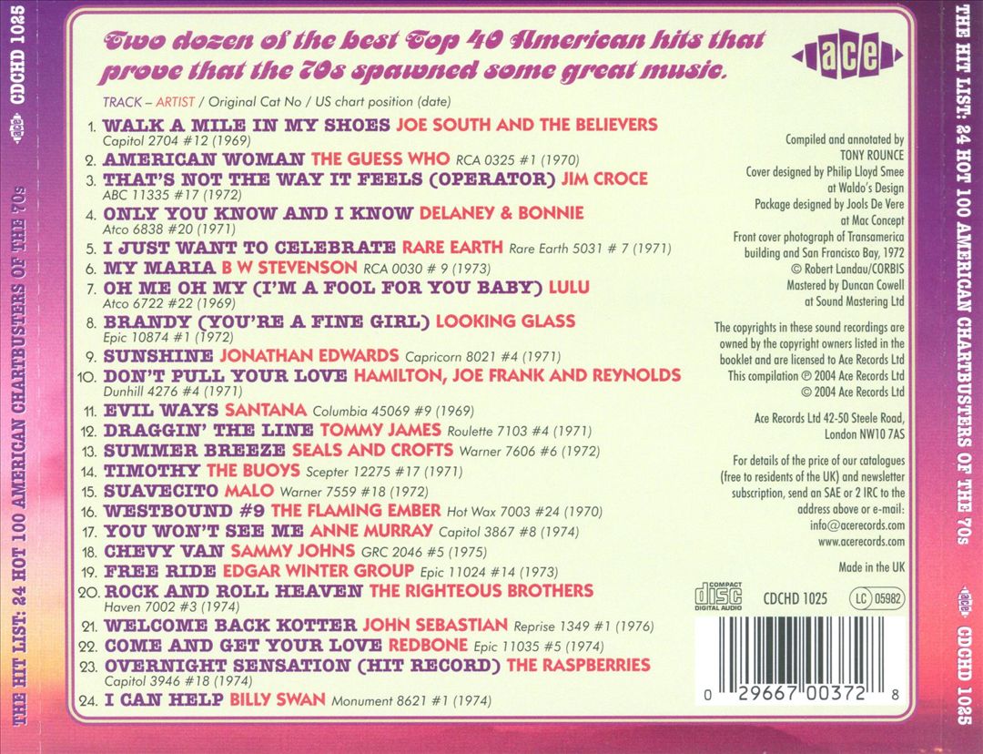 Hit List: 24 Hot 100 American Chartbusters of the 1970s cover art
