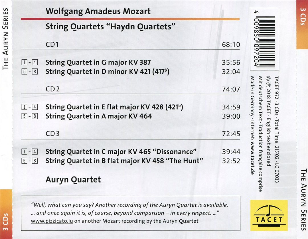 Wolfgang Amadeus Mozart: "Haydn Quartets" - String Quartets KV. 387, 421, 428, 464, 465, 458 cover art