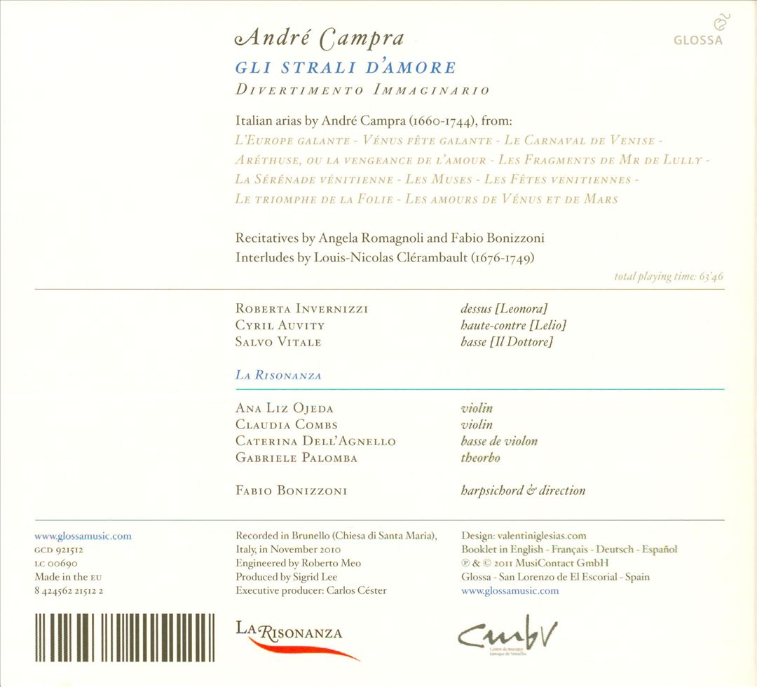 André Campra: Gli strali d'Amore cover art