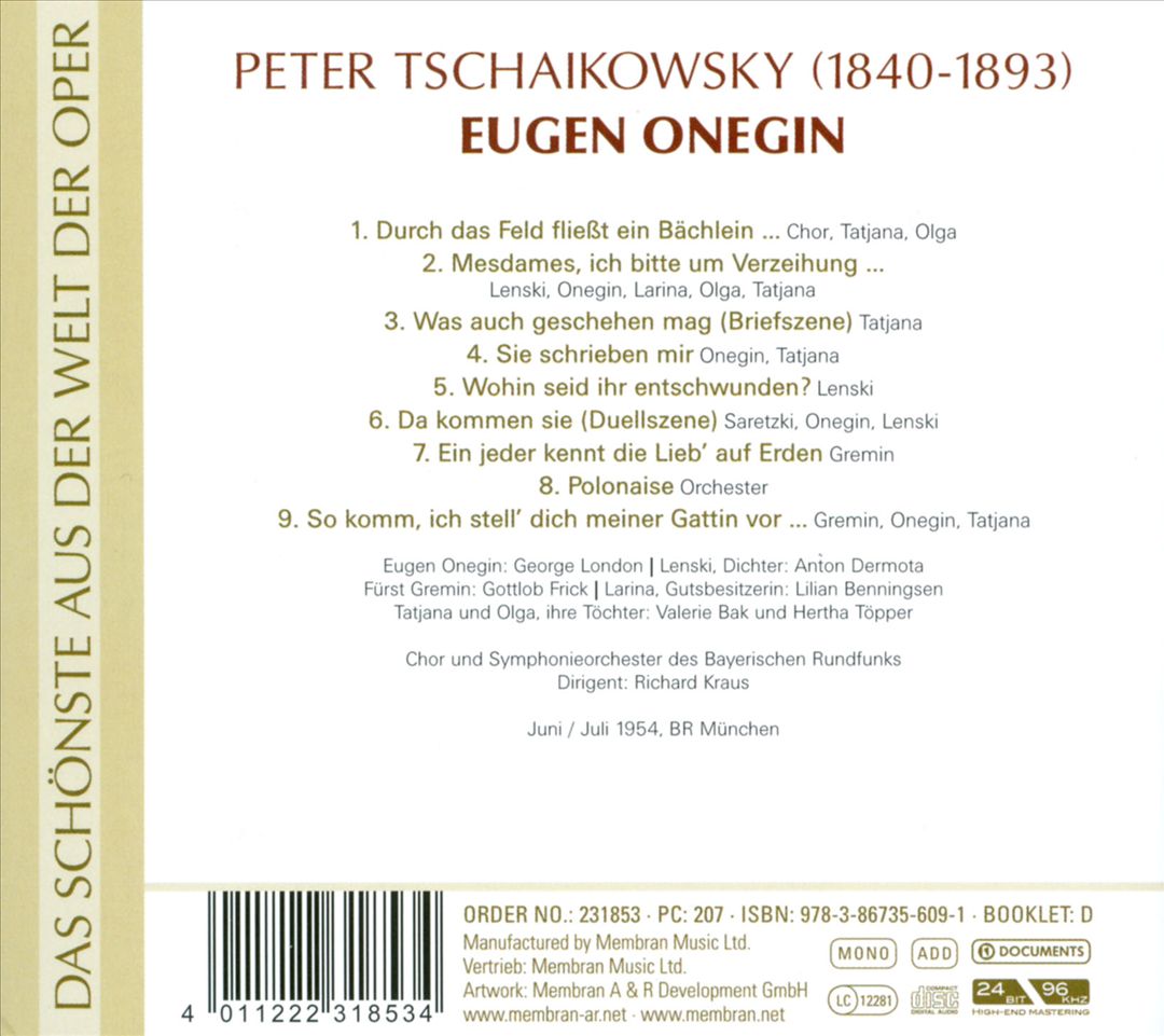 Tchaikowsky: Eugen Onegin (In Deutscher Sprache) cover art