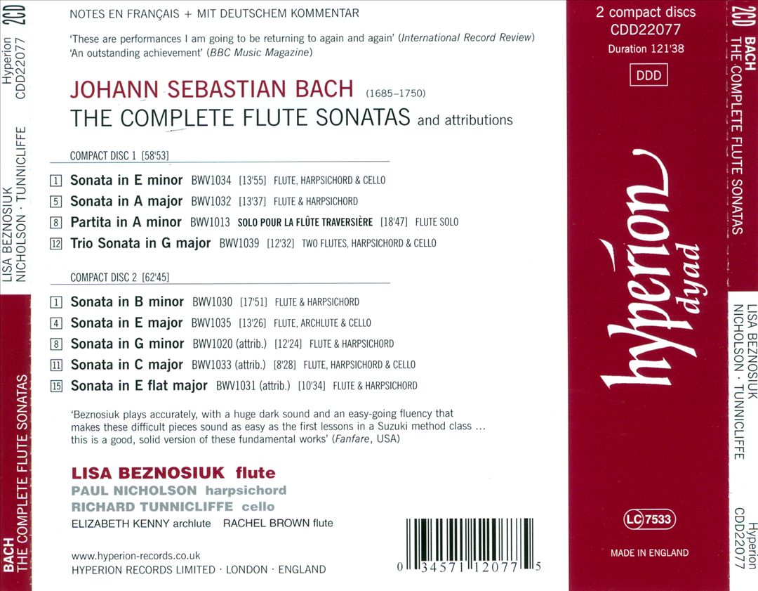 Bach: The Complete Flute Sonatas cover art