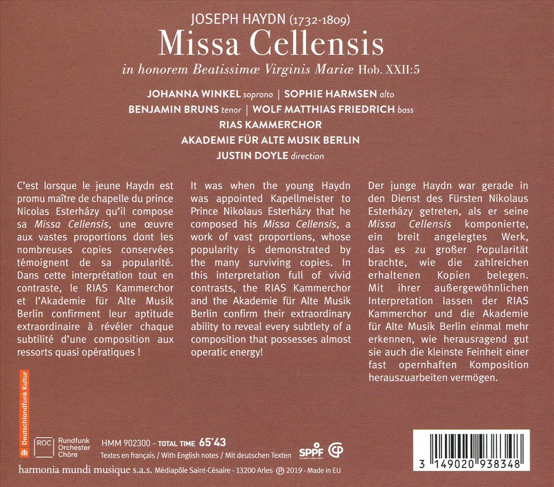Haydn: Missa Cellensis in honorem Beatissimae Virginis Mariæ cover art
