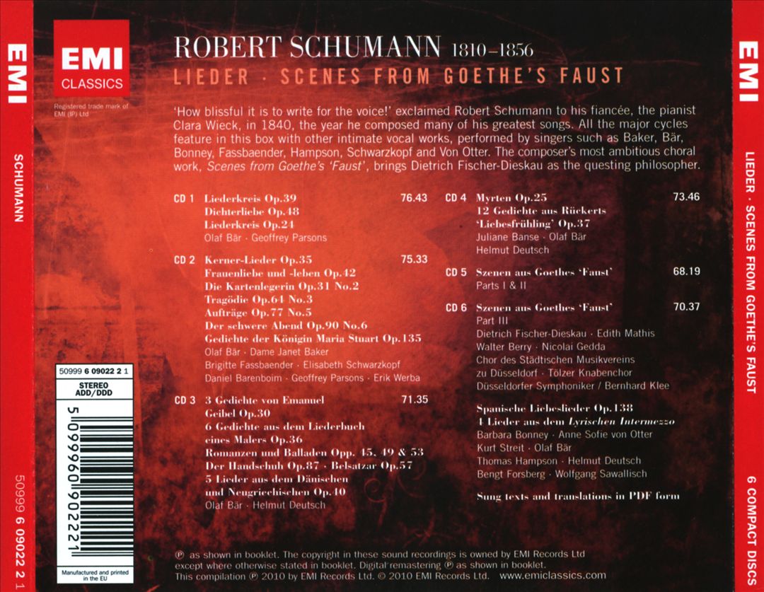 Schumann: Lieder; Scenes from Goethe's Faust cover art