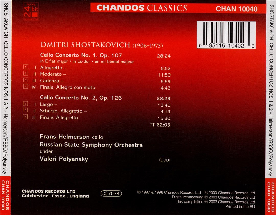 Shostakovich: Cello Concertos Nos. 1 & 2 cover art