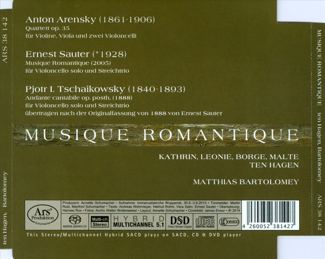 Musique Romantique: Arensky, Sauter, Tschaikowsky cover art