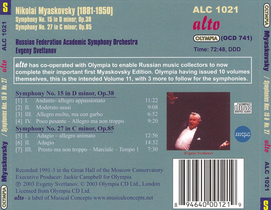 Myaskovsky: Symphonies Nos. 15 & 27 cover art