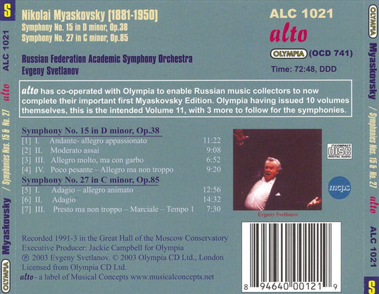 Myaskovsky: Symphonies Nos. 15 & 27 cover art