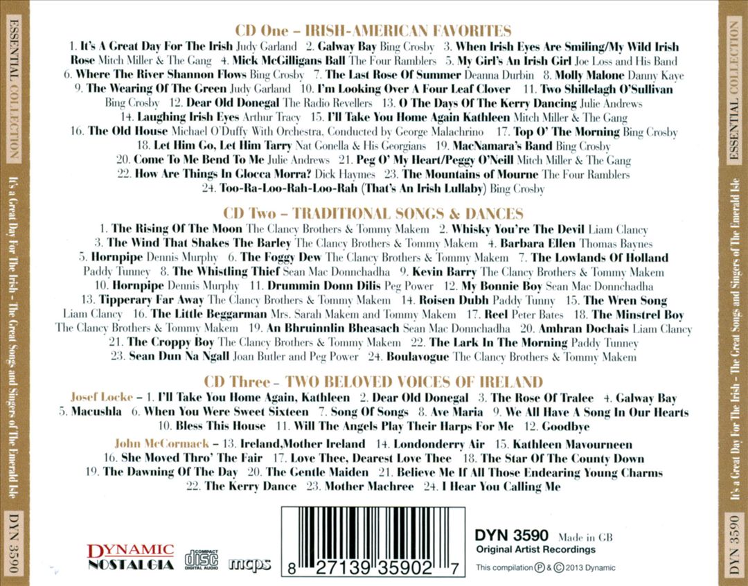 It's A Great Day For The Irish: The Great Songs And Singers Of The Emerald Isle cover art