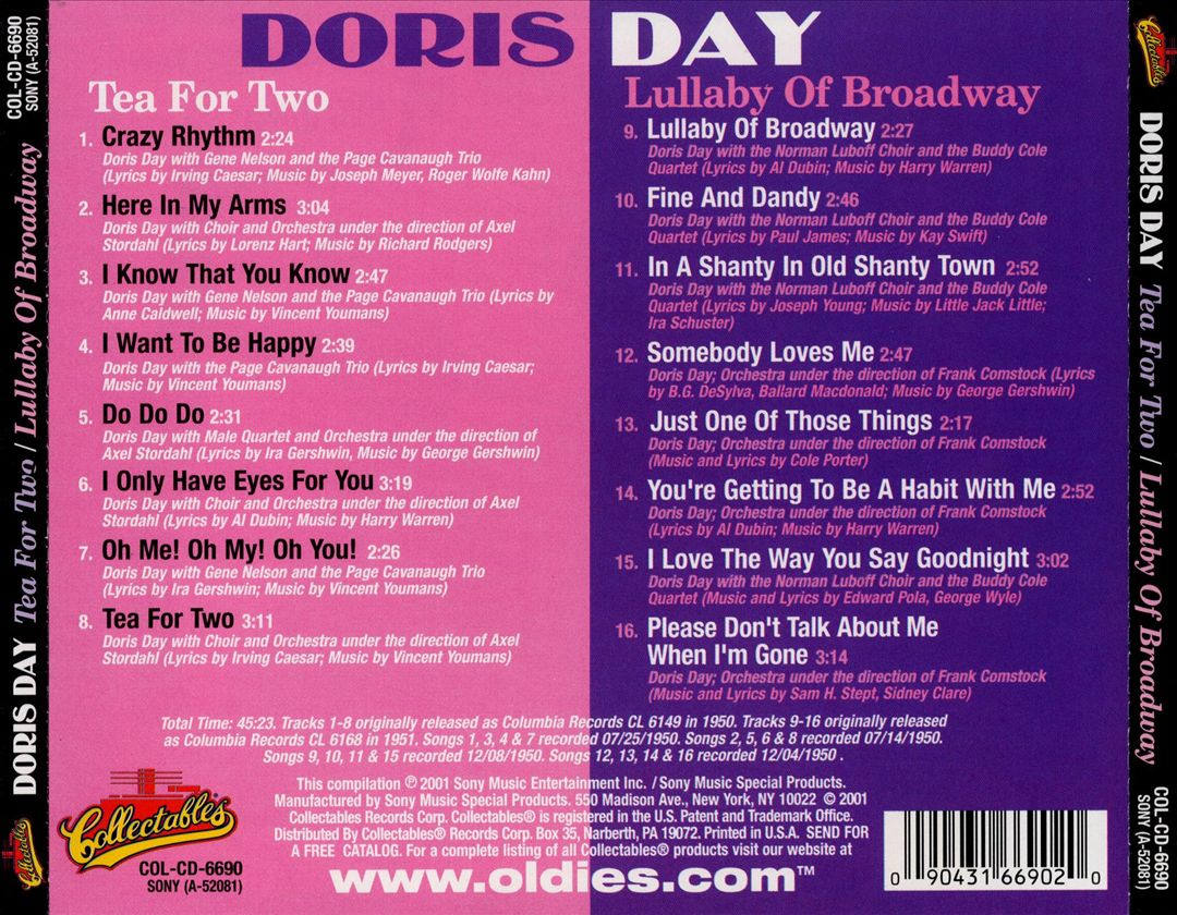 Tea for Two/Lullaby of Broadway cover art