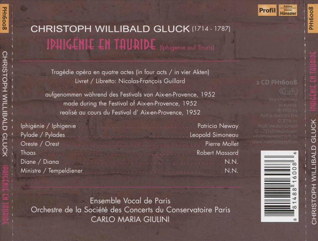 Christoph Willibald Gluck: Iphigenie et Tauride cover art