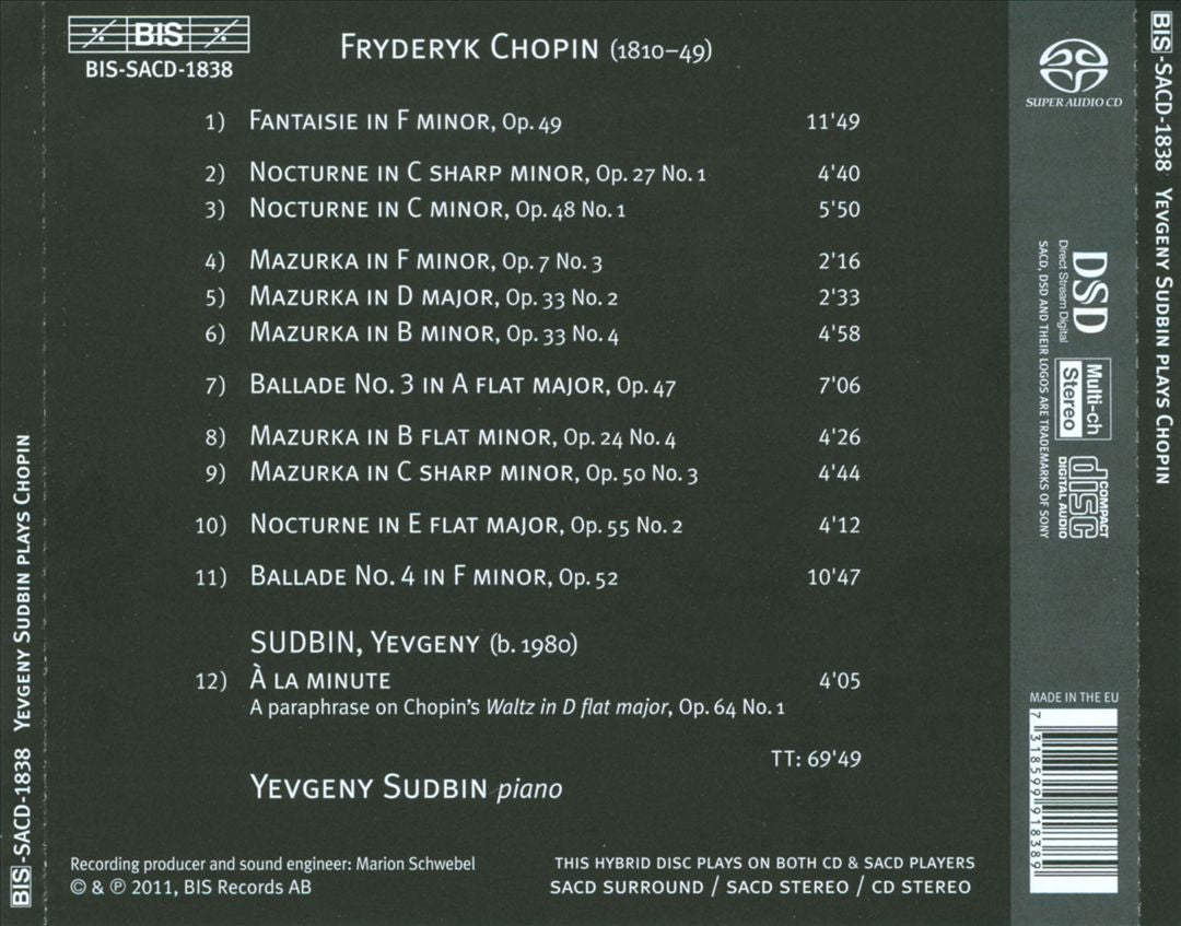 Chopin: Fantasie in F minor; Ballades; Mazurkas; Nocturnes cover art