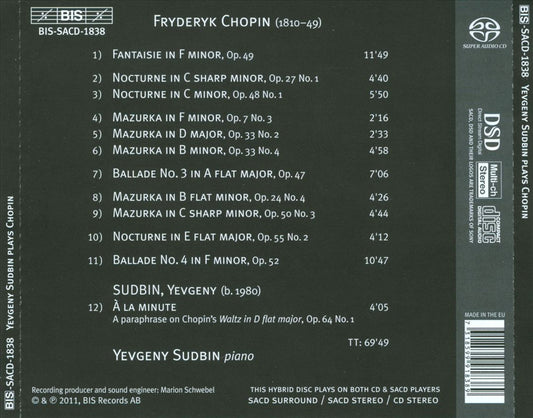 Chopin: Fantasie in F minor; Ballades; Mazurkas; Nocturnes cover art