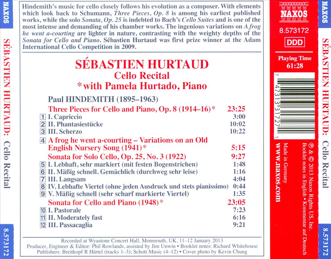 Hindemith: Music for Cello cover art